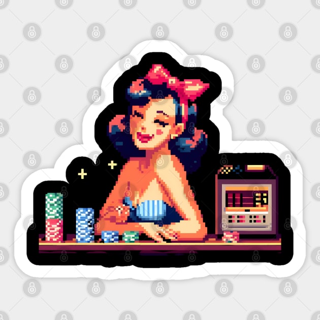 pixelated 80s babe Sticker by vaporgraphic